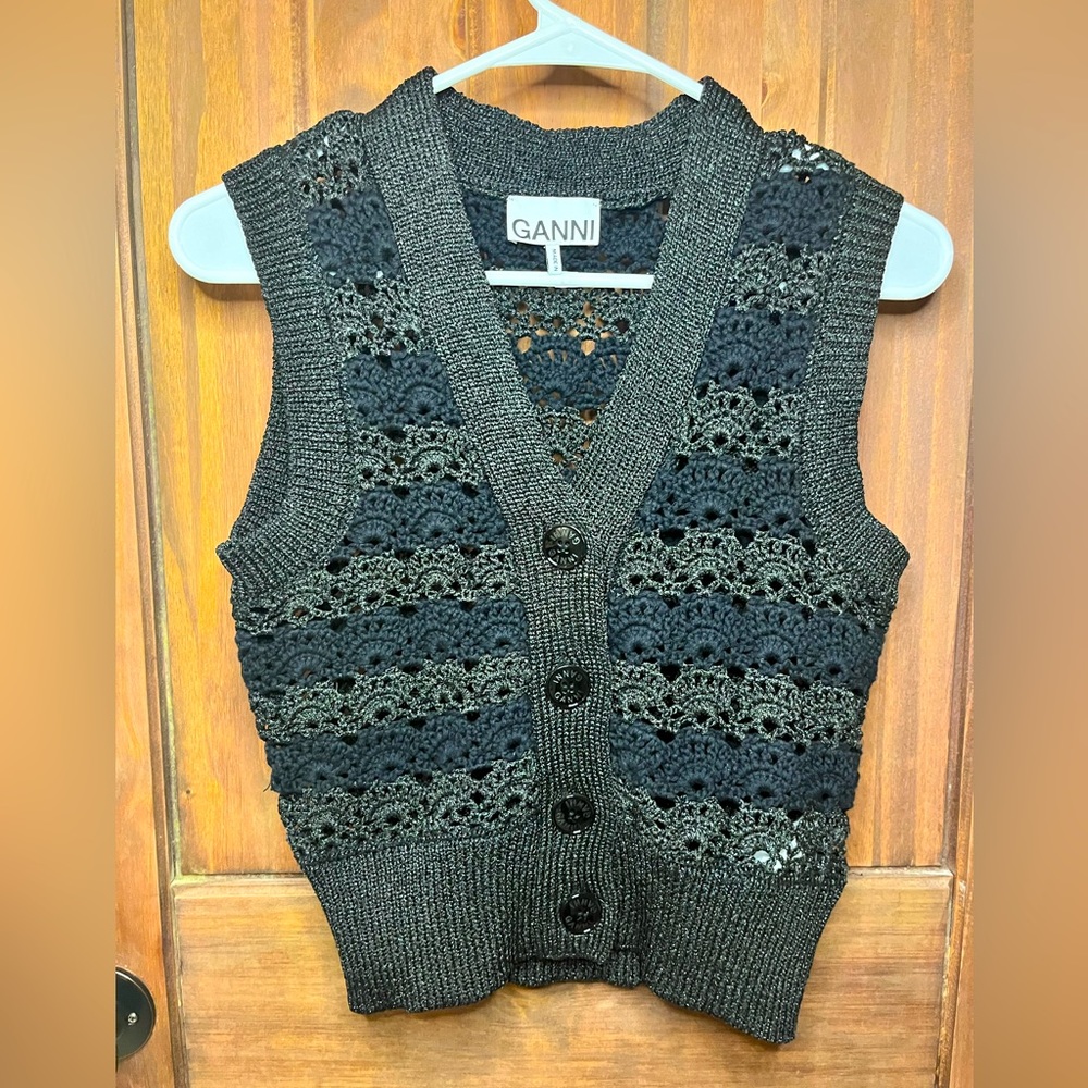 Ganni crochet sweater vest